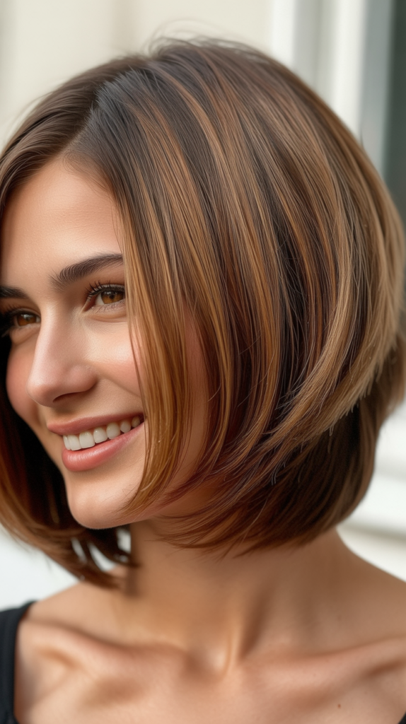 Stacked Bob with Seasonal Styling Adaptations