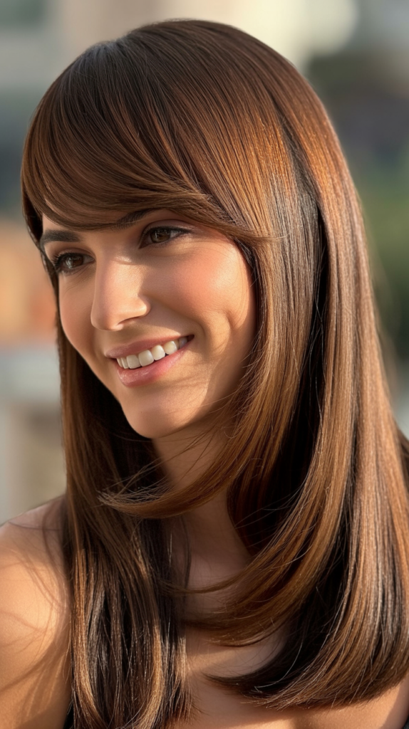 Sleek Side-Swept Bangs