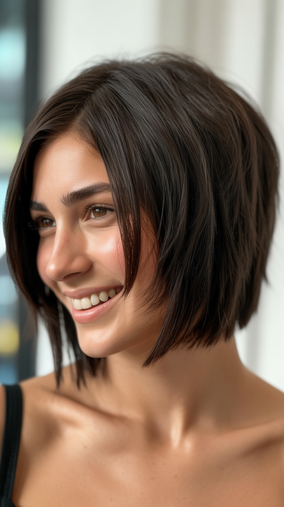 Choppy Angled Bob with Deep Side Part