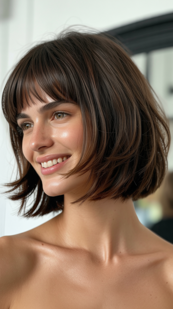 Classic Choppy Bob with Blunt Bangs