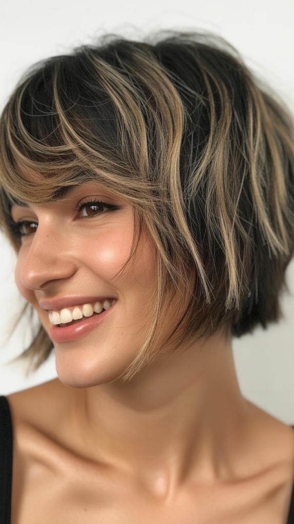 Short Choppy French Bob with Highlights