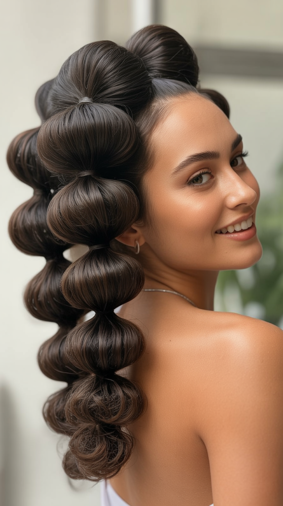  Bubble Ponytail Curly Updo