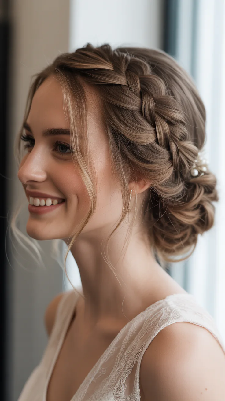 Romantic Bridesmaid Updo Hairstyles with Braid
