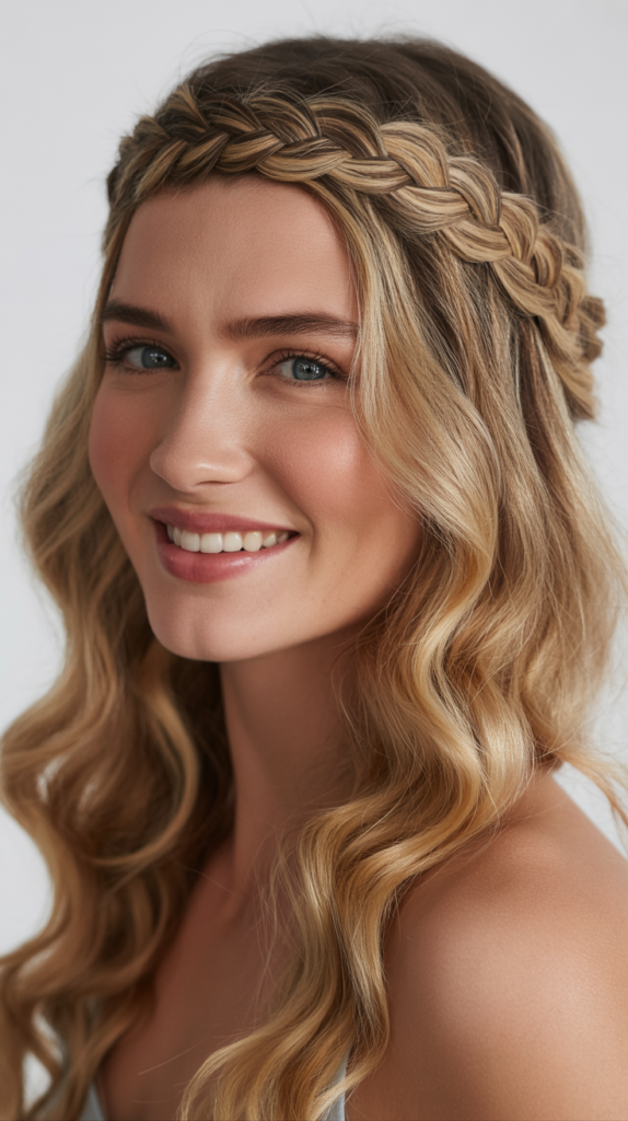 Braided Crown with Loose Waves