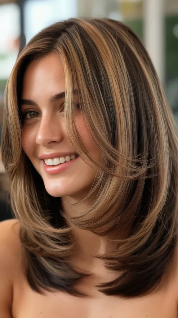  Layered Long Bob with Highlights and Lowlights