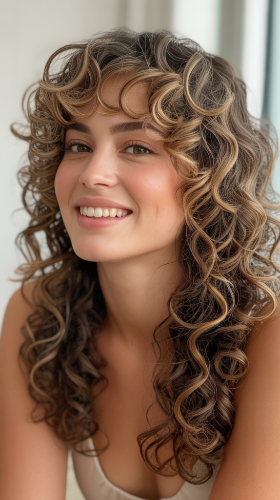 Curly Bardot Bangs With Length