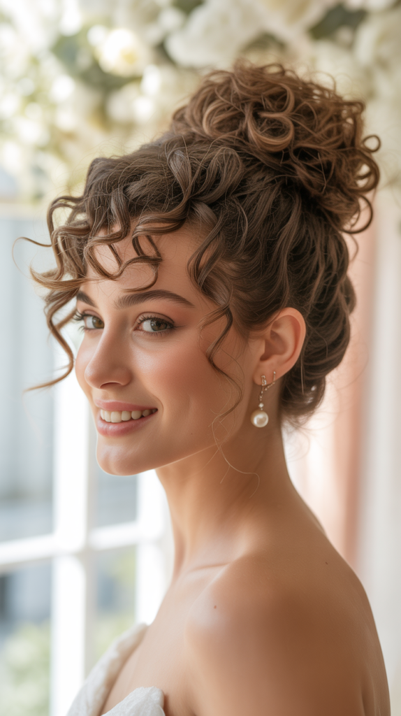 Voluminous Curly Top Knot Bun