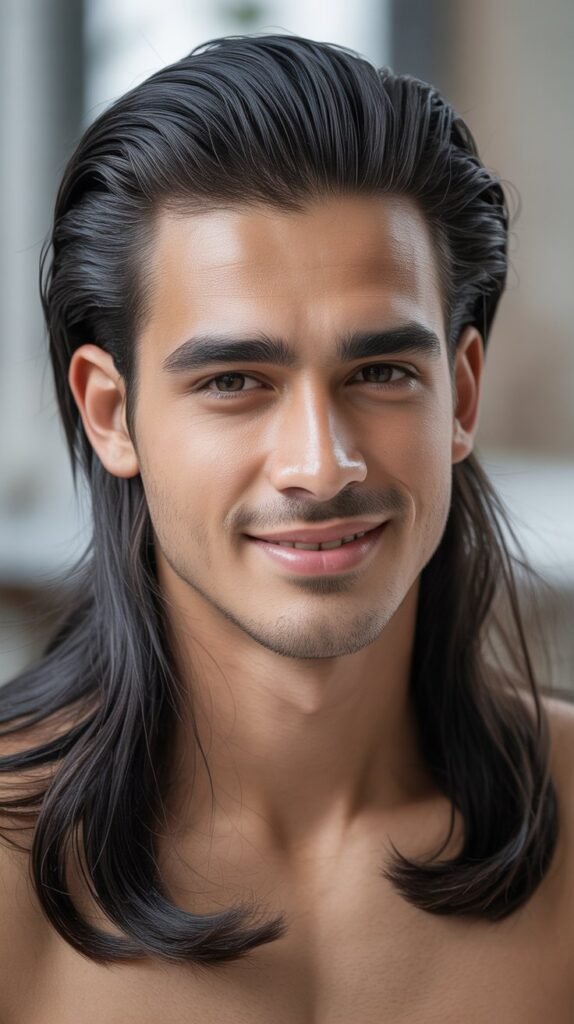 Pushed Back Long Hair