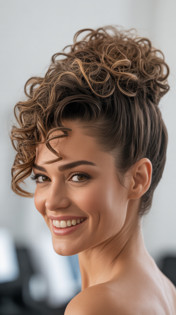  Curly Pompadour Updo