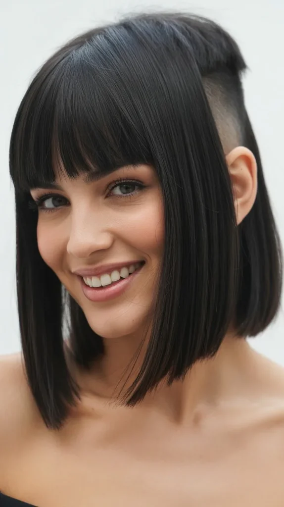 Undercut Lob with Bold Bangs