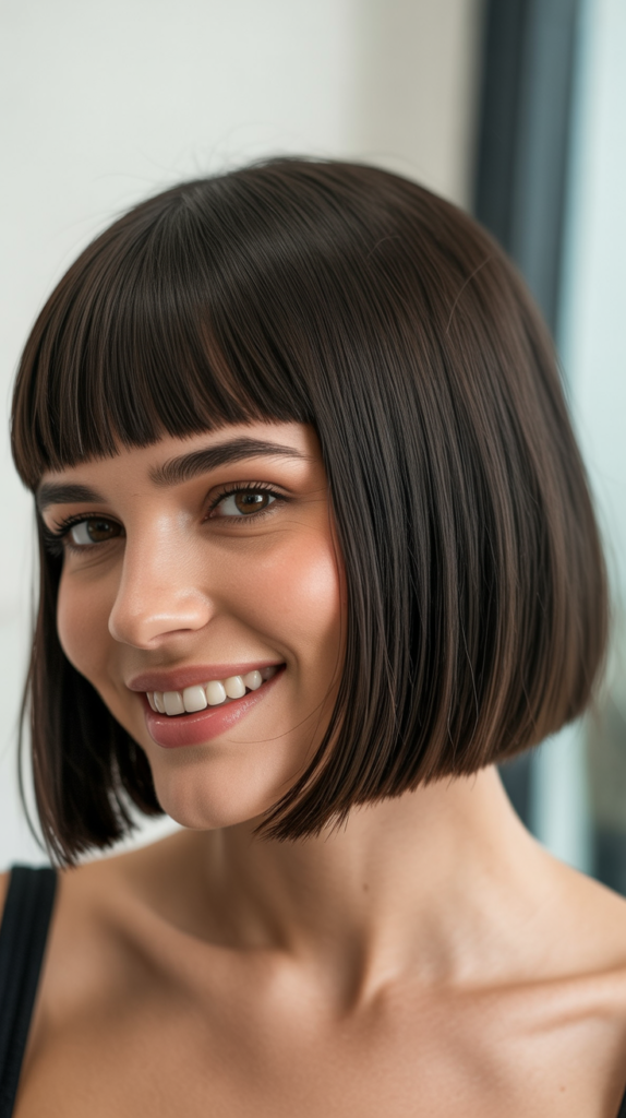 Blunt Bob with Straight-Cut Bangs