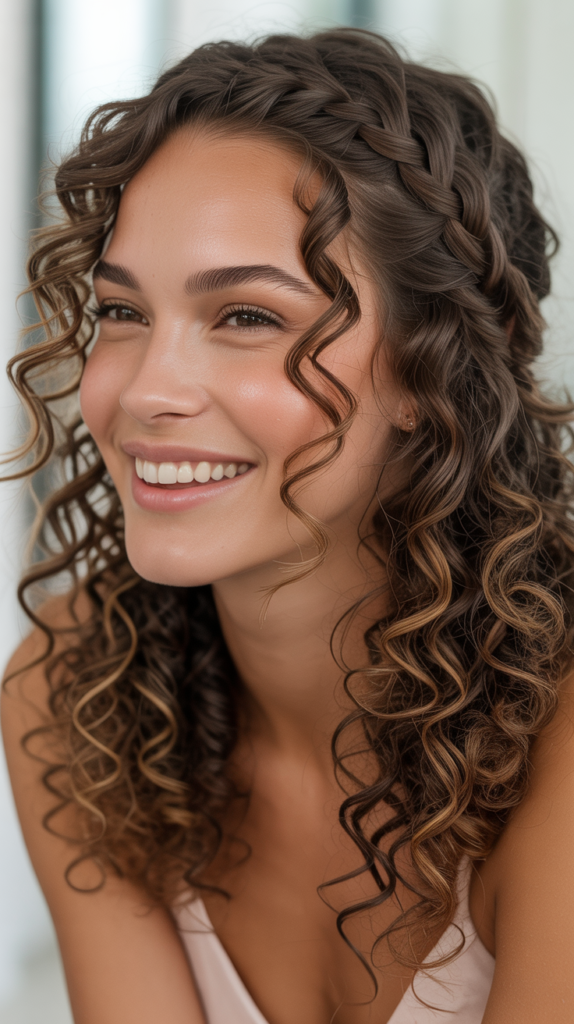 Curly Side Braid Crown