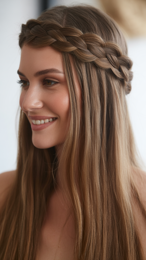 Braided Crown with Straight Length