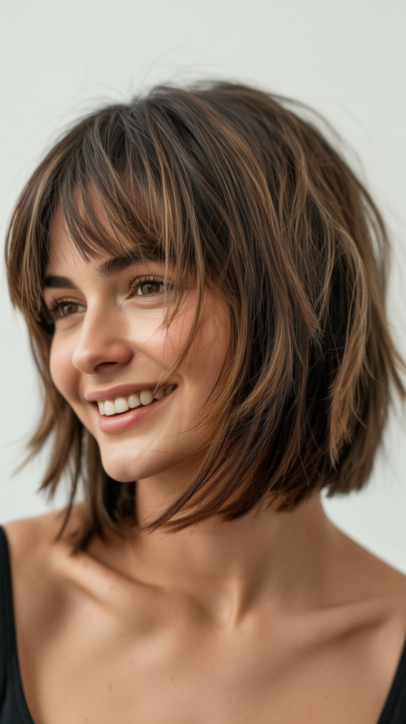 Choppy Bob with Bangs and Underlayers