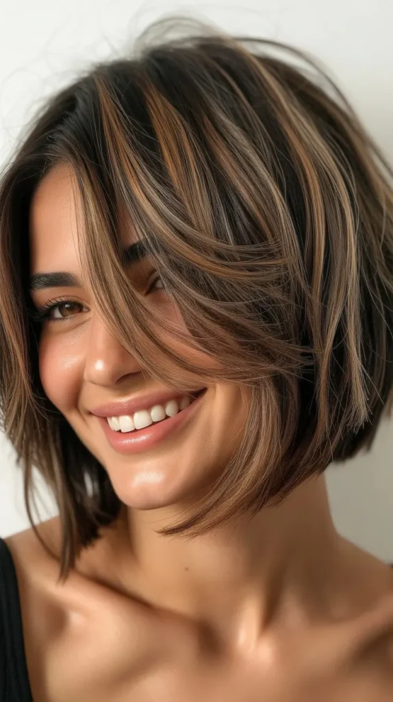 Choppy Bob with Caramel Highlights