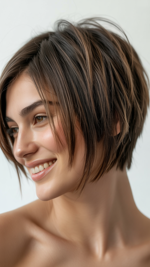 Textured Choppy Stacked Bob for Edgy Dimension