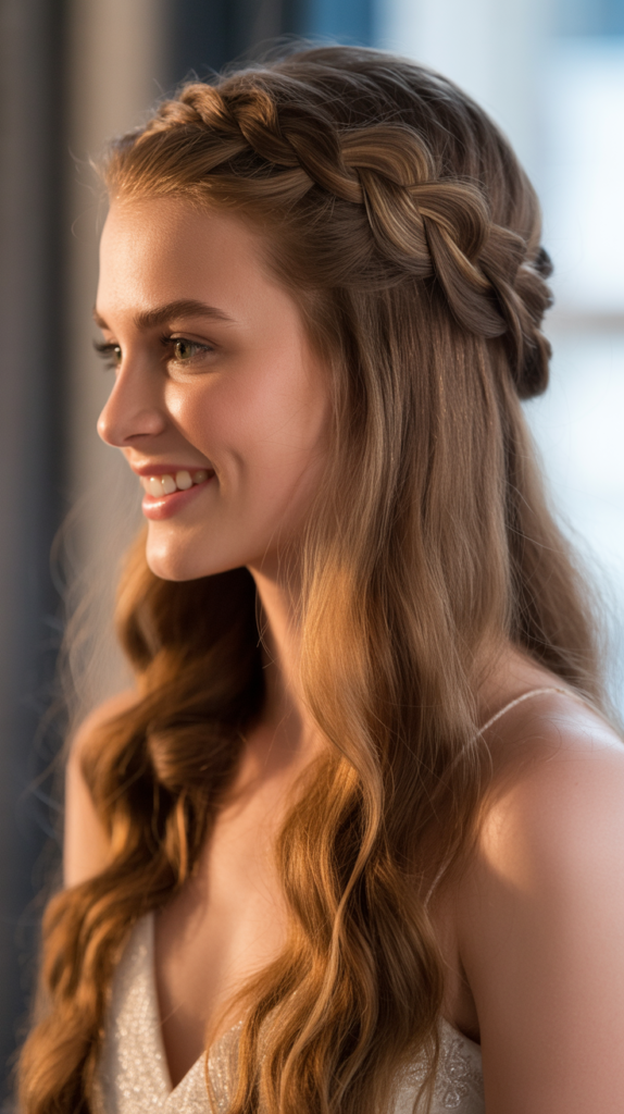 Waterfall Braid Half-Up Style