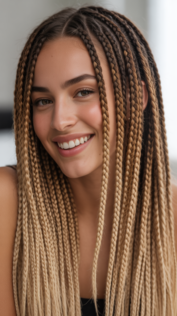 Ombre Side Part Knotless Braids