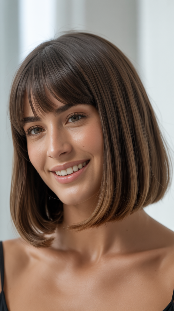 Curved Bob with Rounded Curtain Bangs