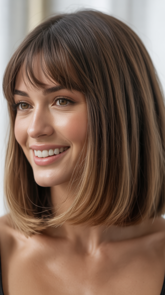 Long Bob with Micro Curtain Bangs