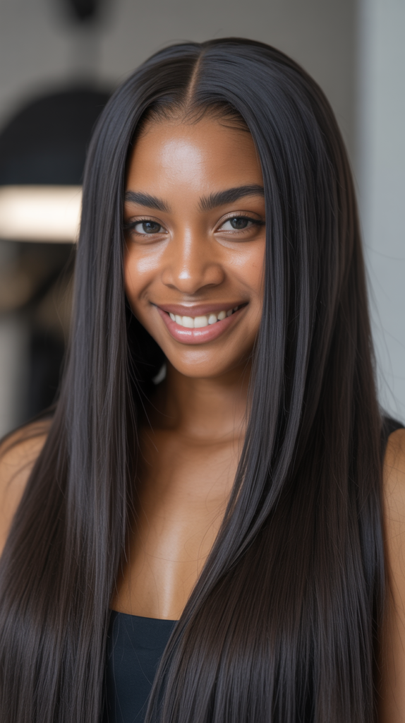 Center Part with Curtain Effect