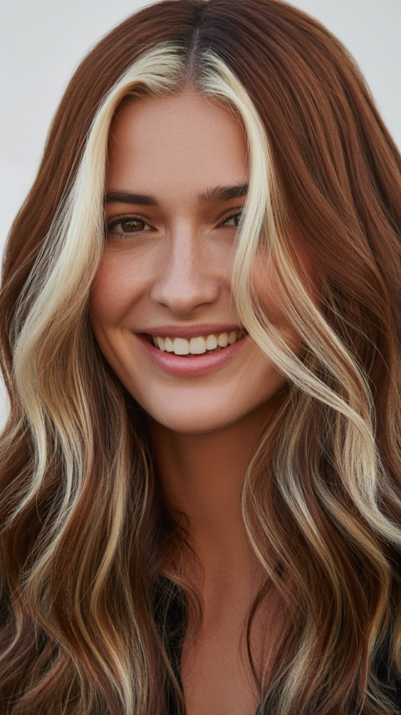 Platinum Blonde Streaks on Brunette