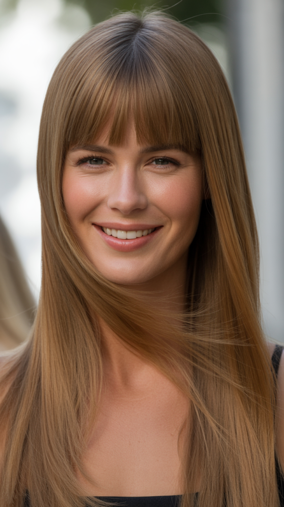 Straight Middle Part with Curtain Bangs