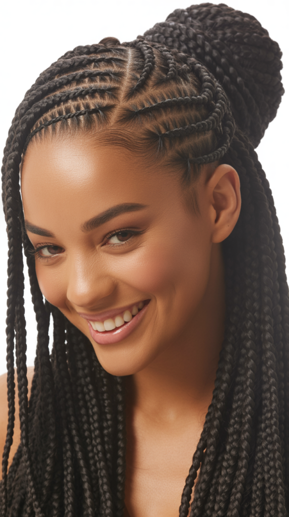 Braided Bun with Half and Half Style