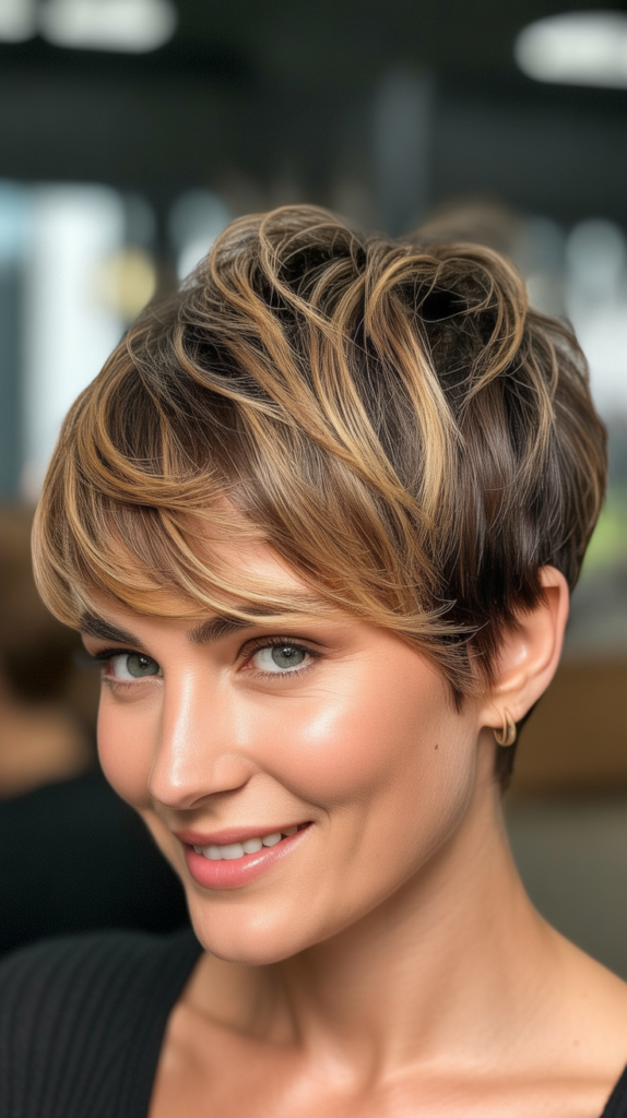 Messy Pixie with Balayage Highlights
