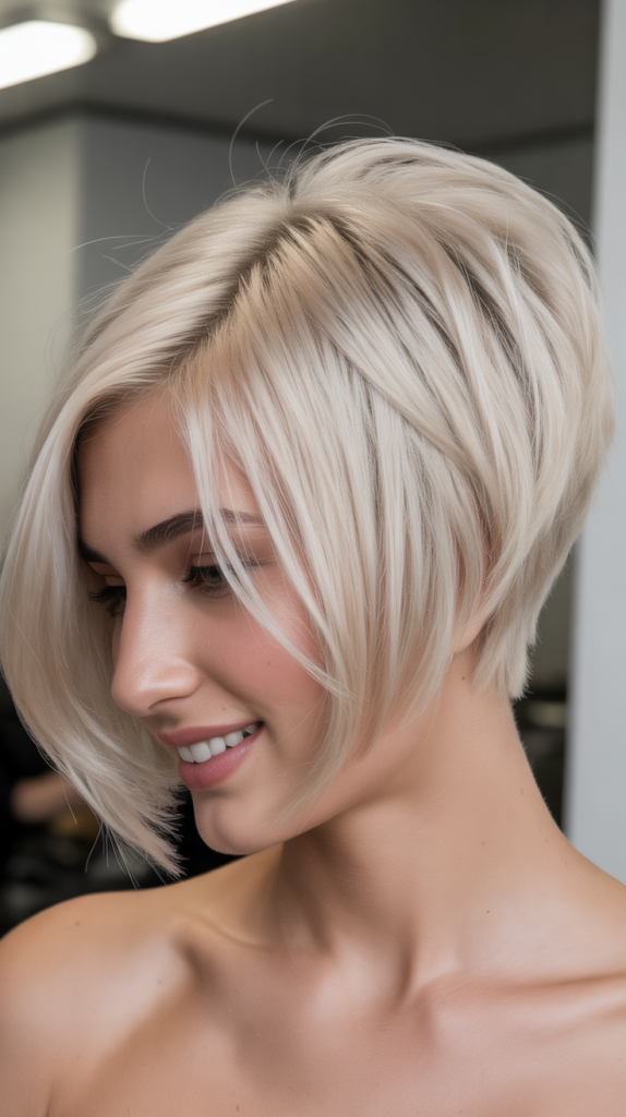  Platinum Inverted Bob with Stacked Undercut