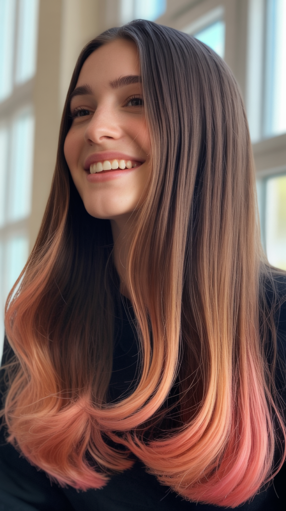 Straight Hair with Colored Ends