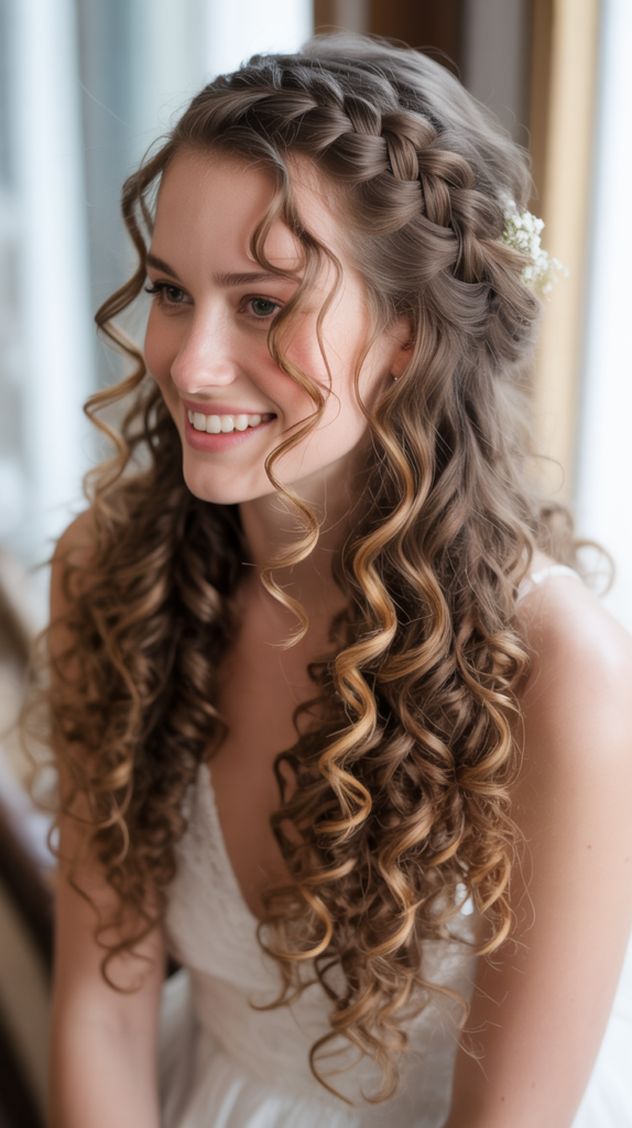 Side Braid with Cascading Curls