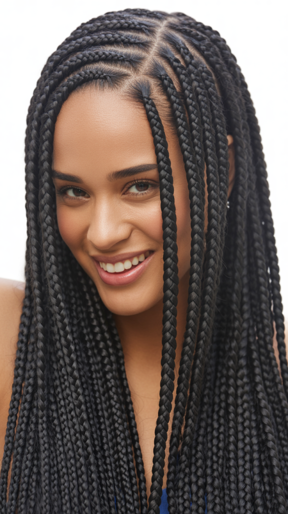 Waist-Length Half Cornrows Half Box Braids