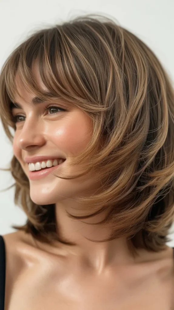 Layered Lob with Feathered Bangs