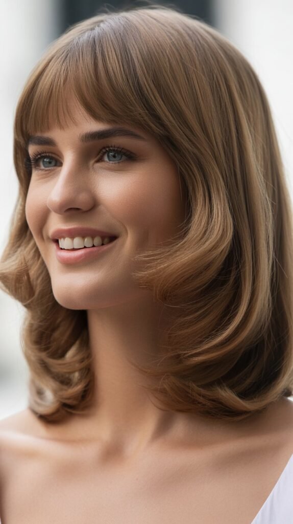Long Bob with Curtain Bangs and Vintage Waves