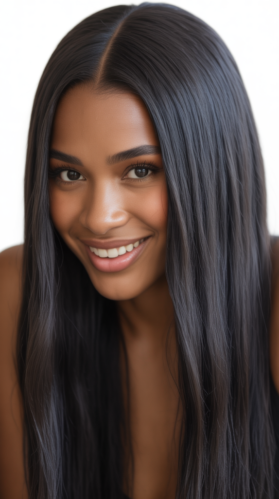  Bone Straight Hair with Middle Part