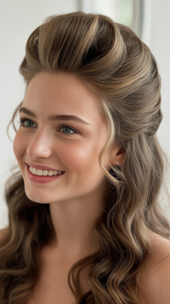 Voluminous Half-Up with Teased Crown