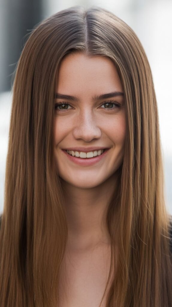 Long and Straight with Center Part