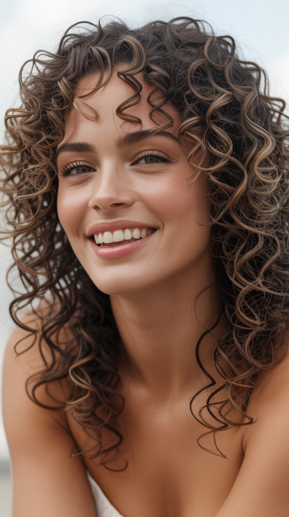 Spiral Curls With Middle Part And Length