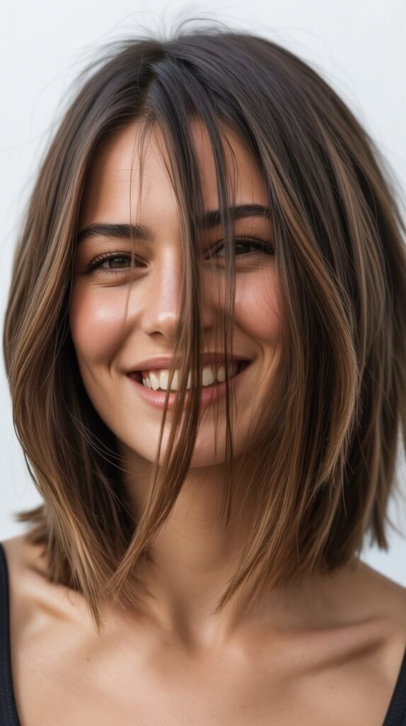 Asymmetrical Choppy Bob with Longer Front Pieces