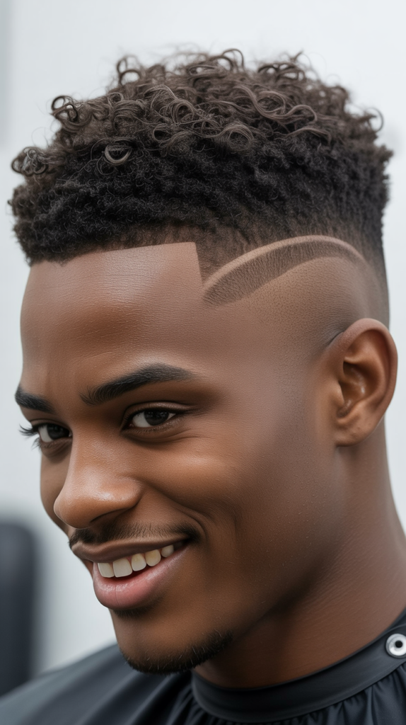 Low Taper Fade with Messy Curls