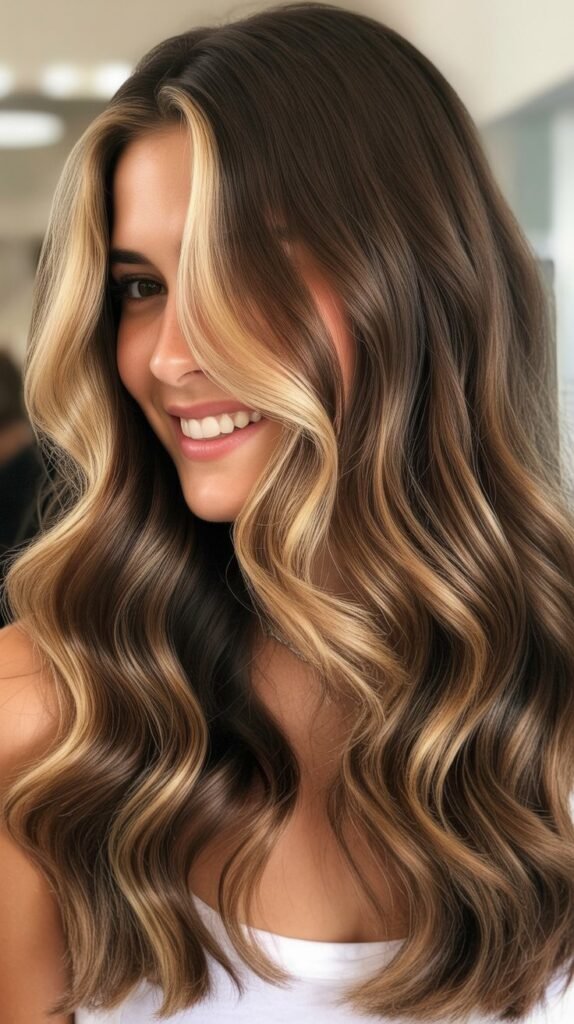 Classic Caramel Balayage with Face-Framing Money Piece