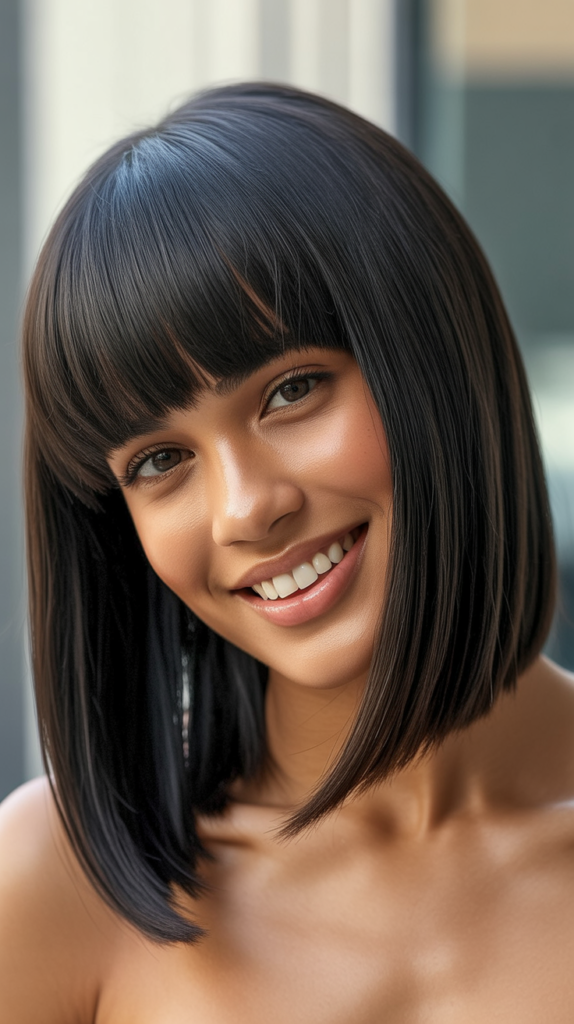 Straight Hair with Blunt Bangs