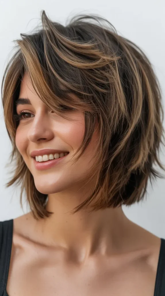 Choppy Bob with Feathered Crown