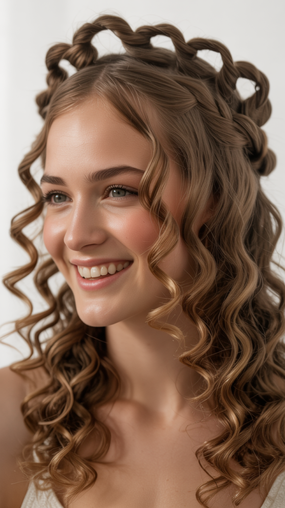 Twisted Crown With Curly Cascade