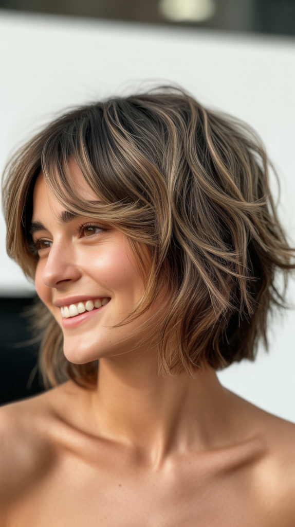 Rounded Shaggy Choppy Bob