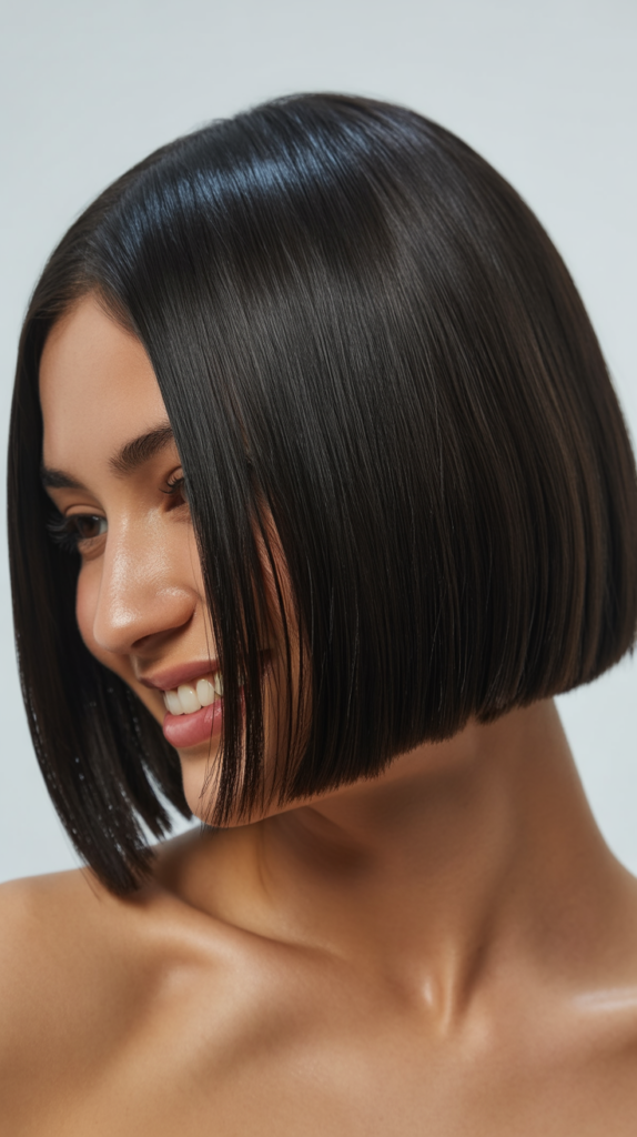 Pin-Straight Blunt Cut Bob