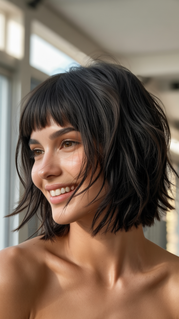 Textured Choppy Bob with Micro Bangs