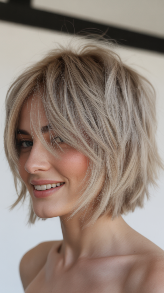  Choppy Bob with Platinum Blonde