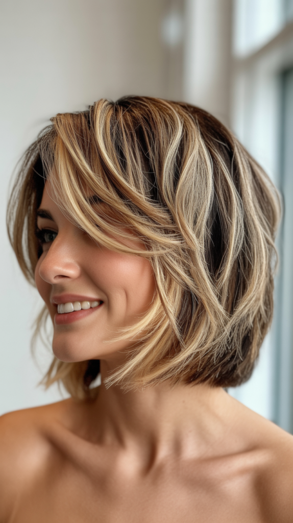 Choppy Bob with Chunky Highlights